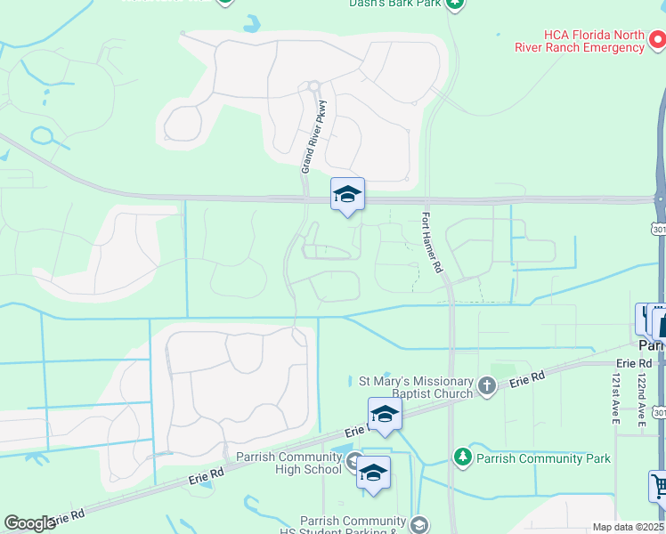 map of restaurants, bars, coffee shops, grocery stores, and more near 11567 84th Street Circle East in Parrish