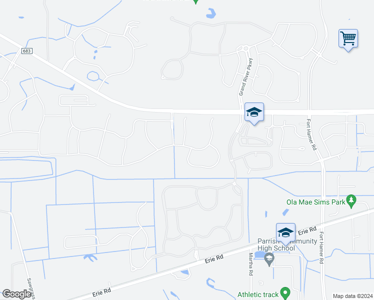 map of restaurants, bars, coffee shops, grocery stores, and more near 8591 Starlight Loop in Parrish