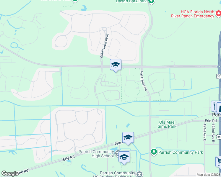 map of restaurants, bars, coffee shops, grocery stores, and more near 11567 84th Street Circle East in Parrish