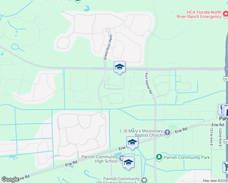 map of restaurants, bars, coffee shops, grocery stores, and more near 11567 84th Street Circle East in Parrish