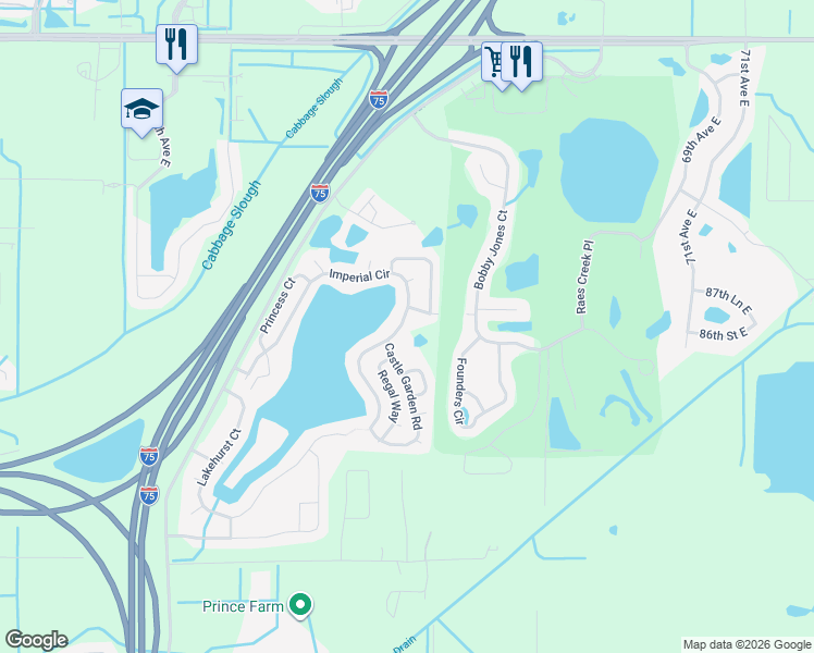 map of restaurants, bars, coffee shops, grocery stores, and more near 8451 Imperial Circle in Palmetto