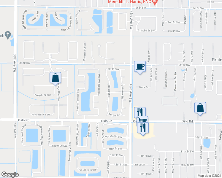 map of restaurants, bars, coffee shops, grocery stores, and more near 600 45th Court Southwest in Vero Beach