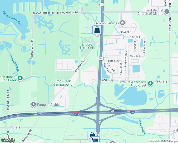 map of restaurants, bars, coffee shops, grocery stores, and more near Tangelo Road in Manatee County