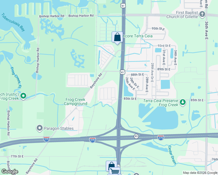 map of restaurants, bars, coffee shops, grocery stores, and more near 8715 Old U.S. 41 in Palmetto