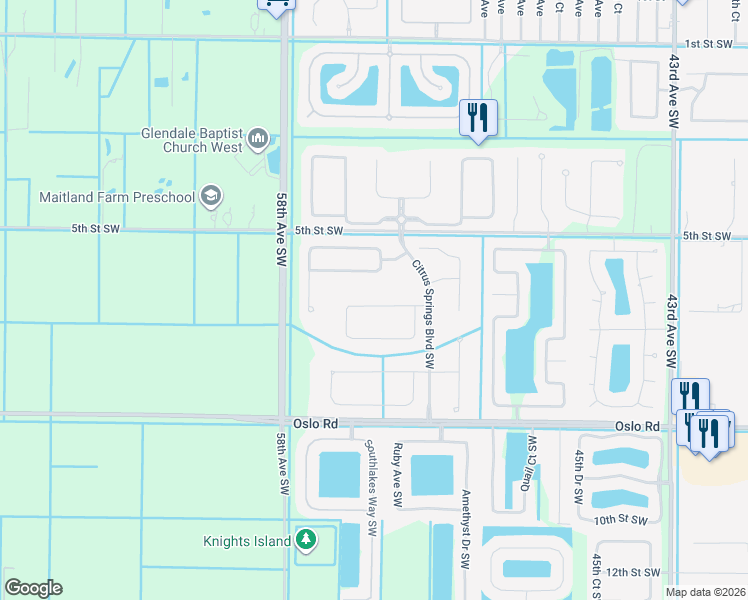 map of restaurants, bars, coffee shops, grocery stores, and more near 659 Tangelo Circle Southwest in Vero Beach