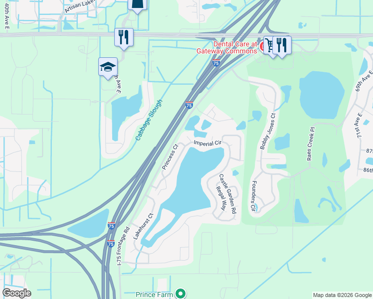 map of restaurants, bars, coffee shops, grocery stores, and more near 8523 Imperial Circle in Palmetto