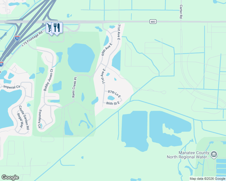 map of restaurants, bars, coffee shops, grocery stores, and more near 7114 87th Lane East in Palmetto
