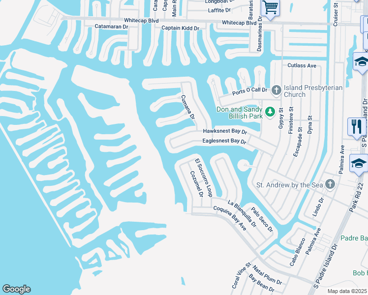 map of restaurants, bars, coffee shops, grocery stores, and more near 13737 Eaglesnest Bay Drive in Corpus Christi