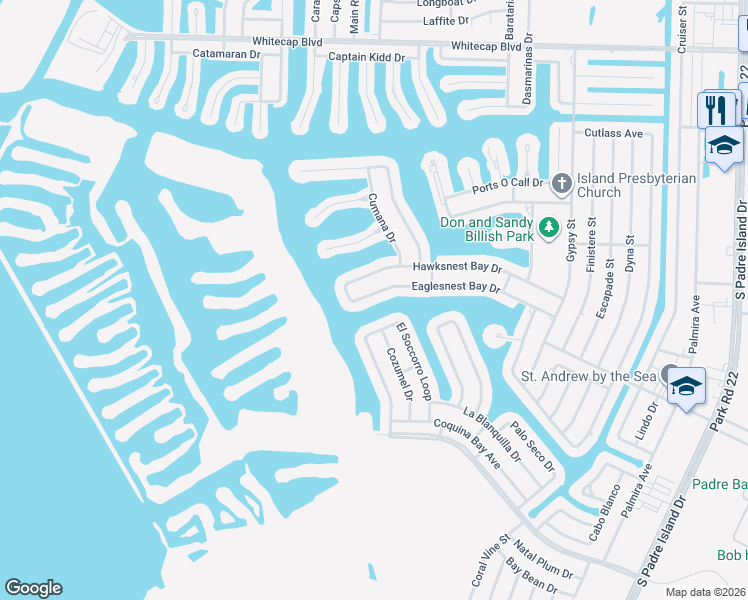 map of restaurants, bars, coffee shops, grocery stores, and more near 13737 Eaglesnest Bay Drive in Corpus Christi