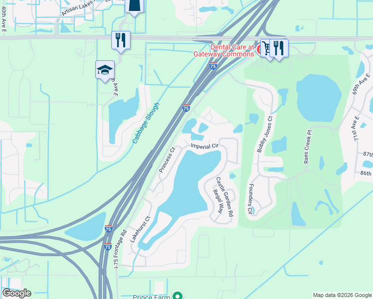 map of restaurants, bars, coffee shops, grocery stores, and more near 8523 Imperial Circle in Palmetto