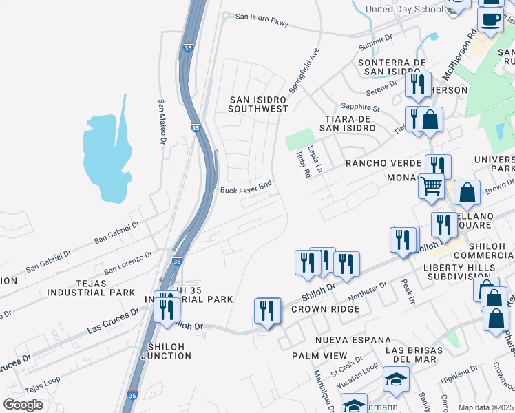 map of restaurants, bars, coffee shops, grocery stores, and more near 9019 San Dario Avenue in Laredo