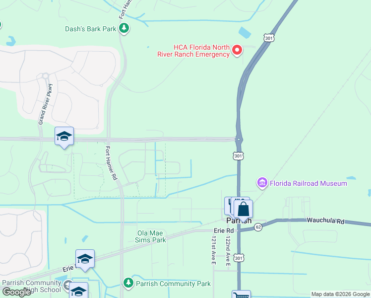 map of restaurants, bars, coffee shops, grocery stores, and more near 11961 Moccasin Wallow Road in Parrish
