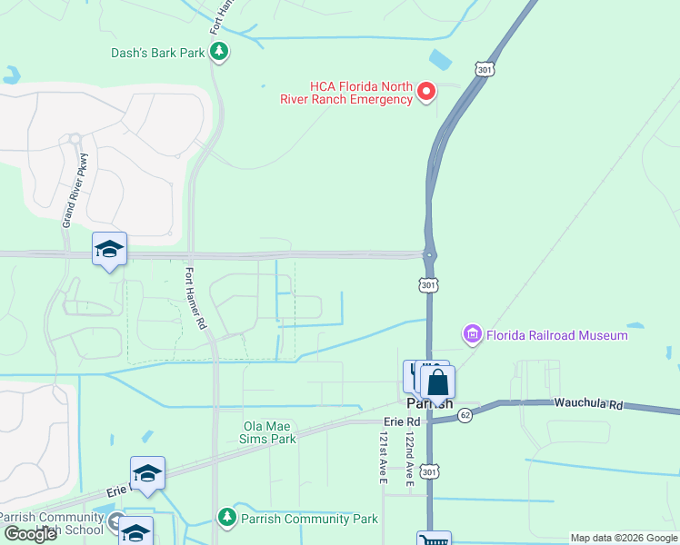 map of restaurants, bars, coffee shops, grocery stores, and more near 11961 Moccasin Wallow Road in Parrish