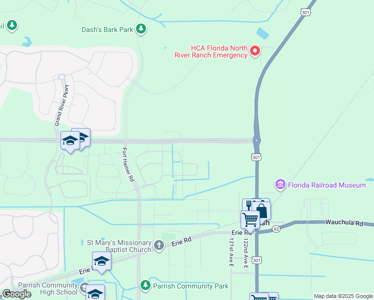 map of restaurants, bars, coffee shops, grocery stores, and more near 11945 Moccasin Wallow Road in Parrish