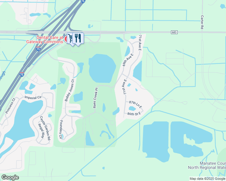 map of restaurants, bars, coffee shops, grocery stores, and more near 9339 Raes Creek Place in Palmetto