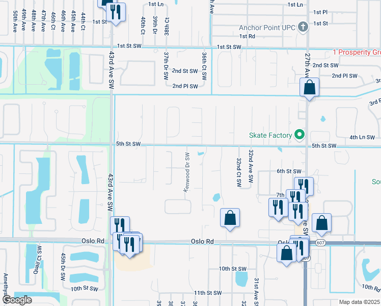 map of restaurants, bars, coffee shops, grocery stores, and more near 540 Kenwood Drive Southwest in Vero Beach
