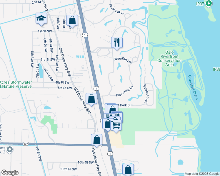 map of restaurants, bars, coffee shops, grocery stores, and more near 14 Vista Palm Lane in Vero Beach
