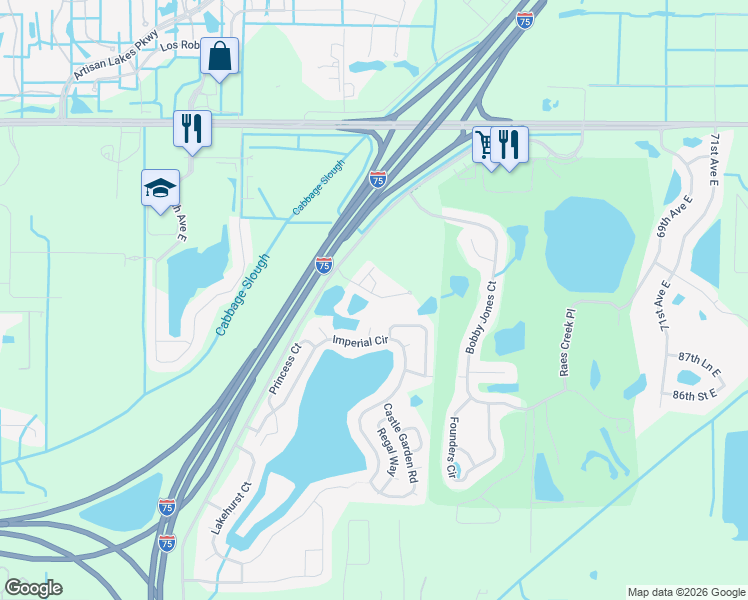 map of restaurants, bars, coffee shops, grocery stores, and more near 8515 Monarch Place in Palmetto