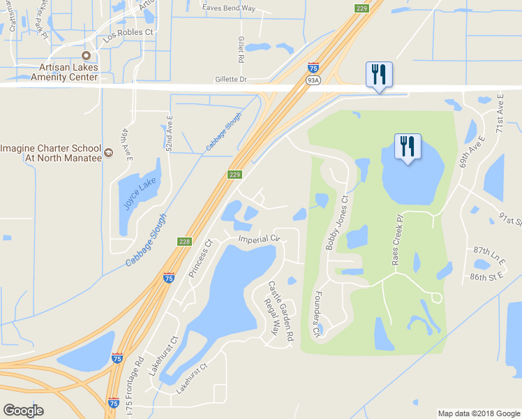 map of restaurants, bars, coffee shops, grocery stores, and more near 5711 Spanish Point Court in Palmetto