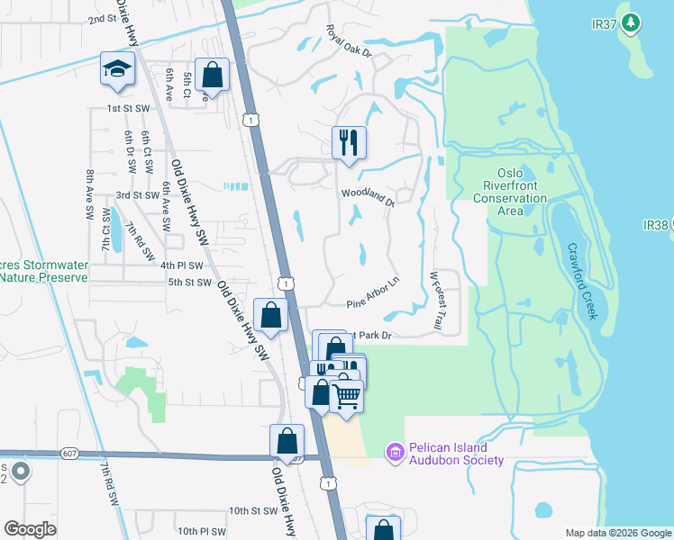 map of restaurants, bars, coffee shops, grocery stores, and more near 14 Vista Palm Lane in Vero Beach