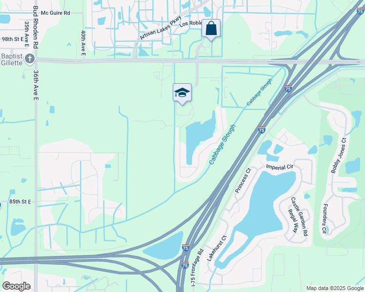 map of restaurants, bars, coffee shops, grocery stores, and more near 9010 49th Avenue East in Palmetto