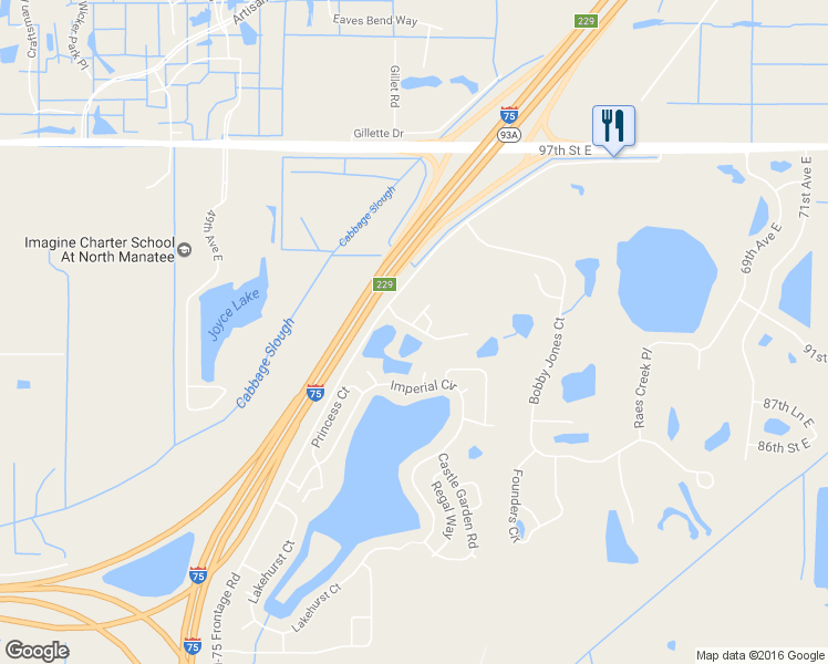 map of restaurants, bars, coffee shops, grocery stores, and more near 5631 Spanish Point Court in Palmetto