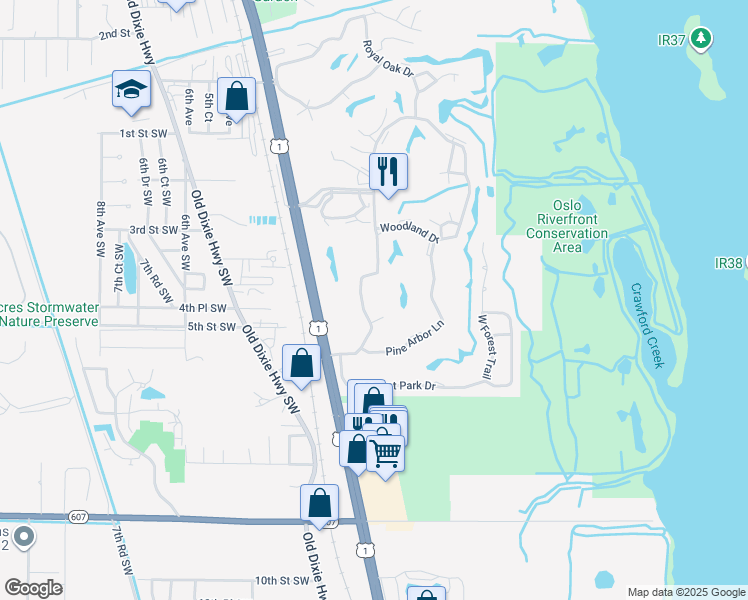 map of restaurants, bars, coffee shops, grocery stores, and more near 8 Vista Palm Lane in Vero Beach