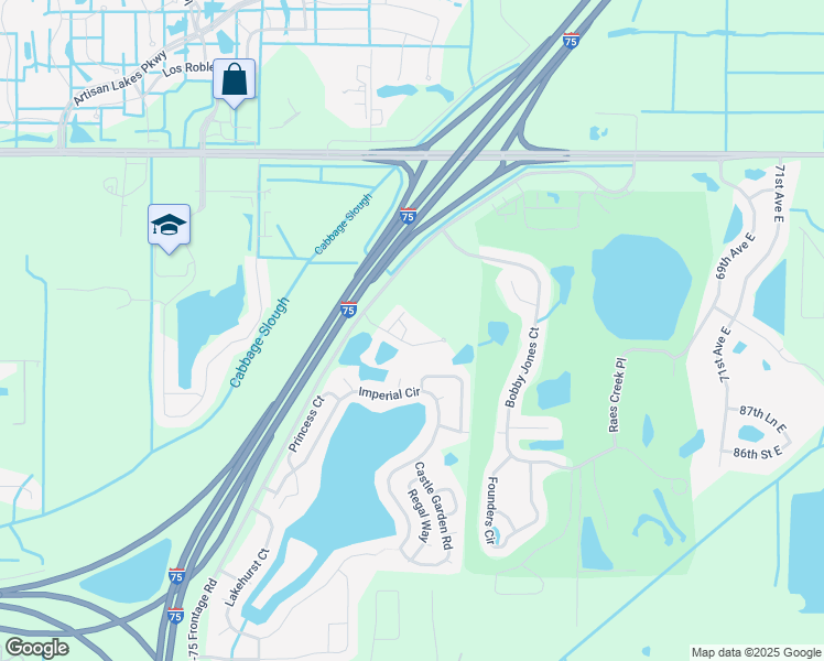 map of restaurants, bars, coffee shops, grocery stores, and more near 5634 Cortina Lane in Palmetto