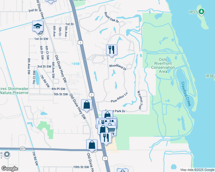 map of restaurants, bars, coffee shops, grocery stores, and more near 8 Vista Palm Lane in Vero Beach