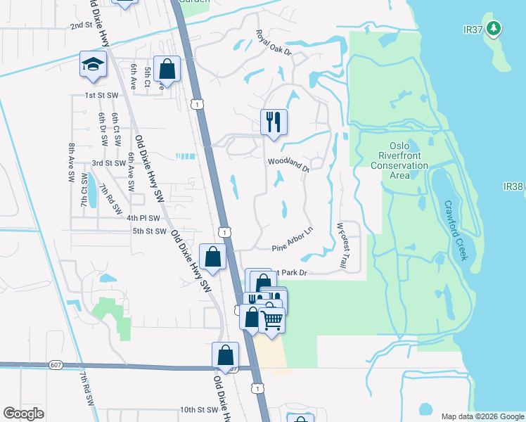 map of restaurants, bars, coffee shops, grocery stores, and more near 8 Vista Palm Lane in Vero Beach