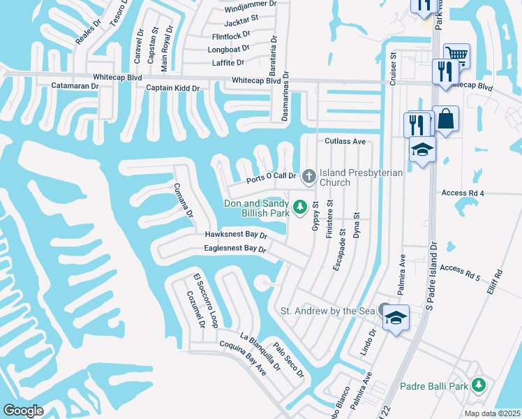 map of restaurants, bars, coffee shops, grocery stores, and more near 13906 Mingo Cay Court in Corpus Christi