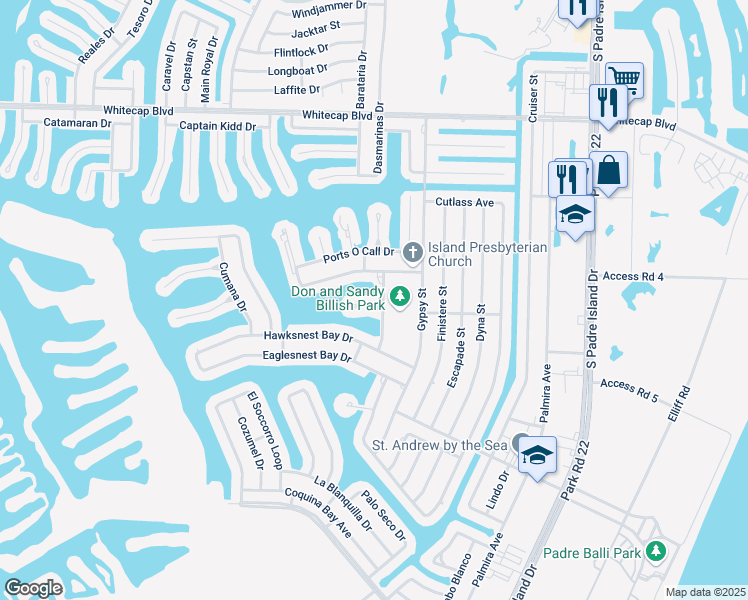 map of restaurants, bars, coffee shops, grocery stores, and more near 13930 Mingo Cay Court in Corpus Christi