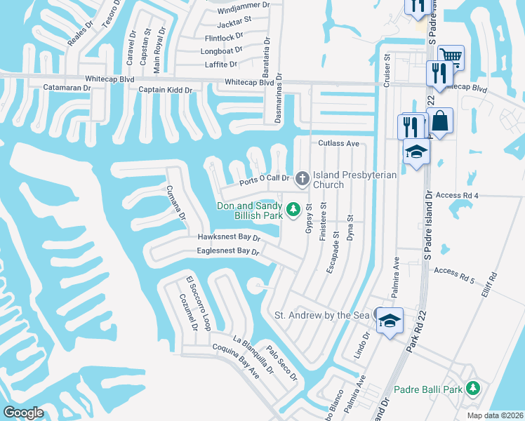 map of restaurants, bars, coffee shops, grocery stores, and more near 13906 Mingo Cay Court in Corpus Christi