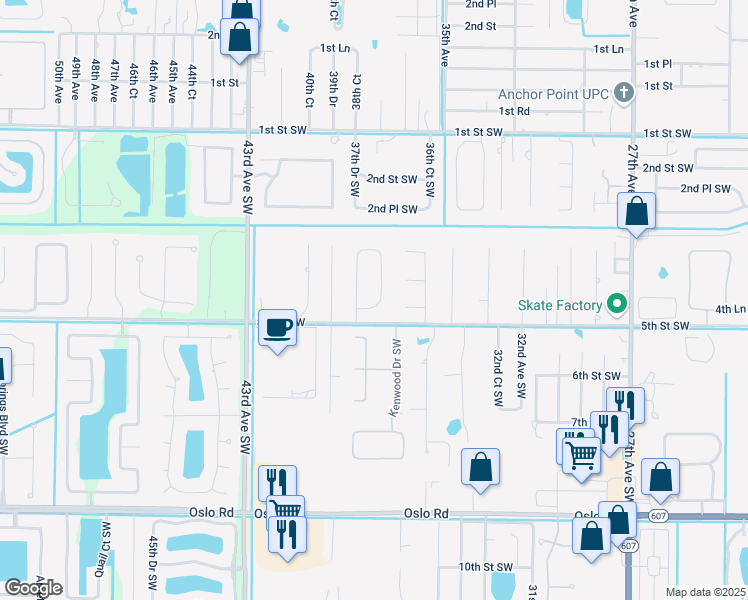 map of restaurants, bars, coffee shops, grocery stores, and more near 460 38th Square Southwest in Vero Beach
