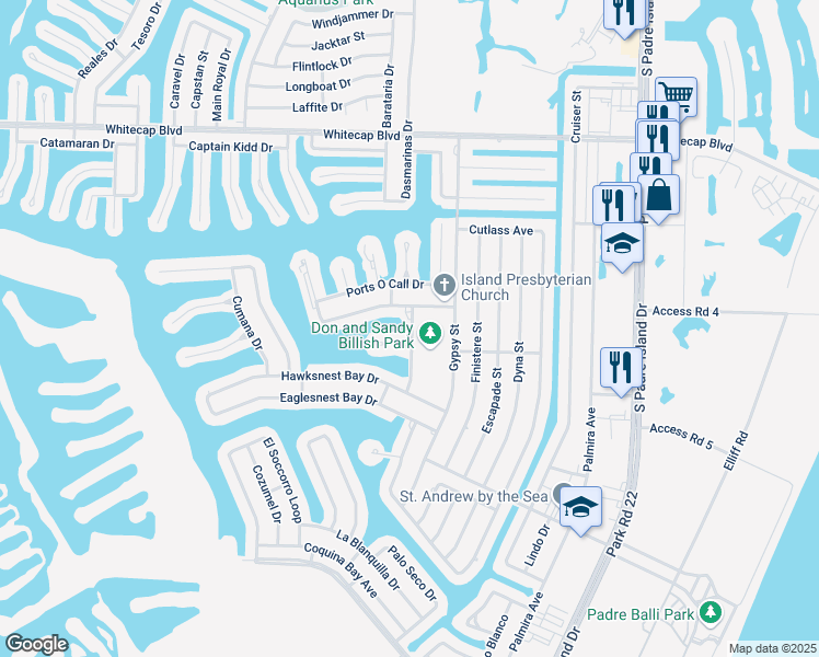 map of restaurants, bars, coffee shops, grocery stores, and more near 13930 Mingo Cay Court in Corpus Christi