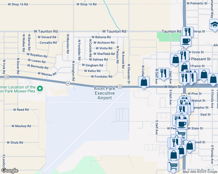 map of restaurants, bars, coffee shops, grocery stores, and more near 1545 Florida 64 in Avon Park