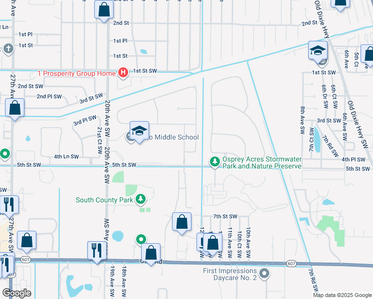 map of restaurants, bars, coffee shops, grocery stores, and more near 448 Lexington Boulevard Southwest in Vero Beach