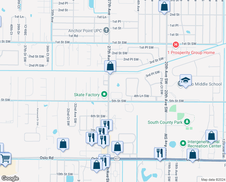 map of restaurants, bars, coffee shops, grocery stores, and more near 411 Pineapple Square Southwest in Vero Beach