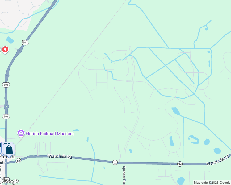 map of restaurants, bars, coffee shops, grocery stores, and more near Spencer Parrish Road in Parrish