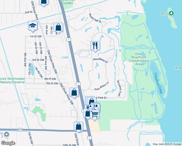 map of restaurants, bars, coffee shops, grocery stores, and more near 7 Vista Palm Lane in Vero Beach