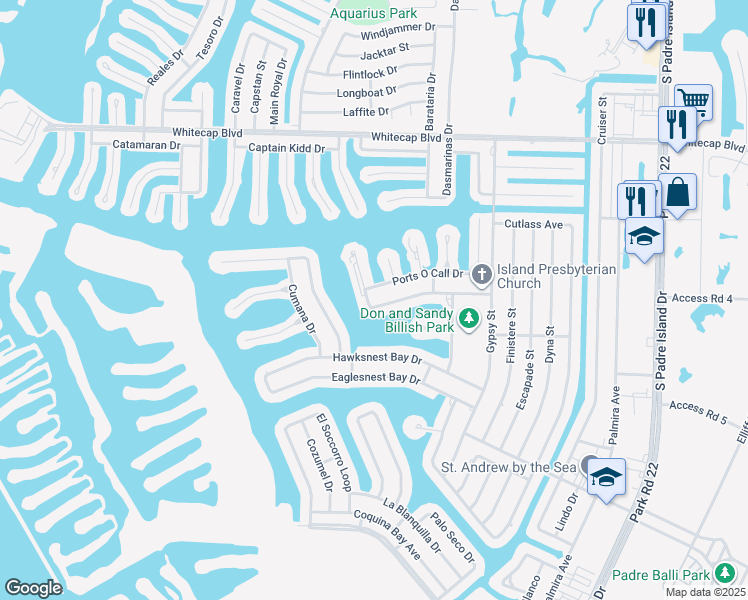 map of restaurants, bars, coffee shops, grocery stores, and more near 13957 Fortuna Bay Drive in Corpus Christi