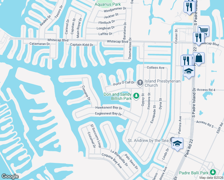 map of restaurants, bars, coffee shops, grocery stores, and more near 13957 Fortuna Bay Drive in Corpus Christi