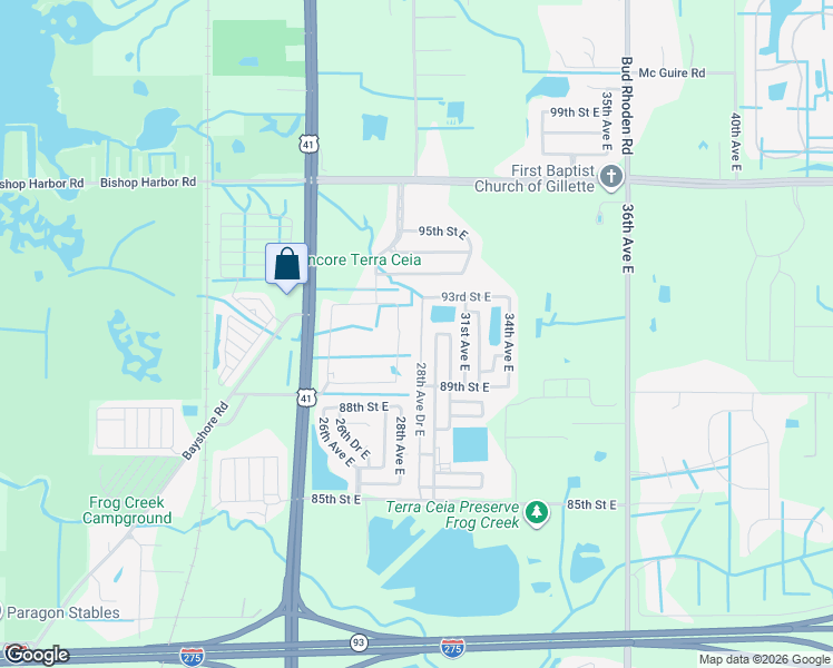 map of restaurants, bars, coffee shops, grocery stores, and more near 9007 28th Avenue Drive East in Palmetto