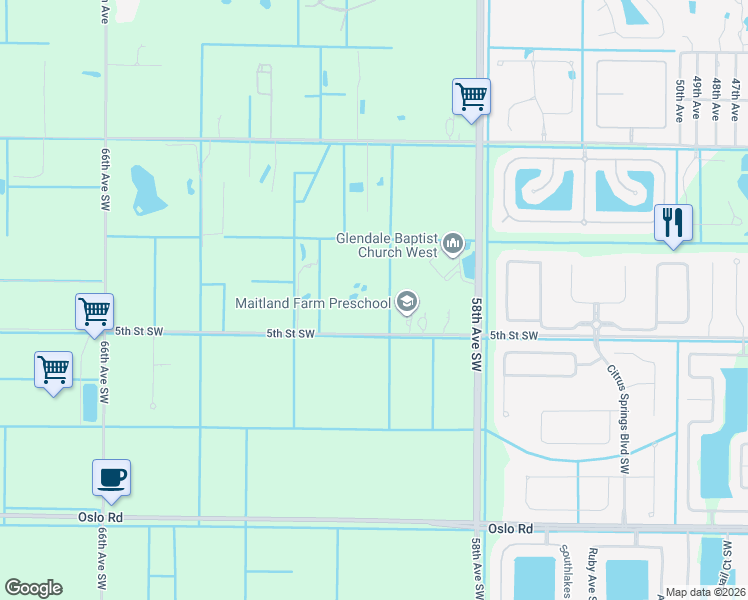 map of restaurants, bars, coffee shops, grocery stores, and more near 6020 5th Street Southwest in Vero Beach