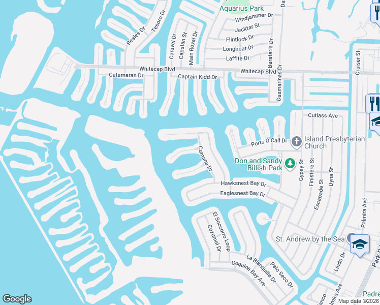 map of restaurants, bars, coffee shops, grocery stores, and more near 13742 Cayo Cantiles Street in Corpus Christi