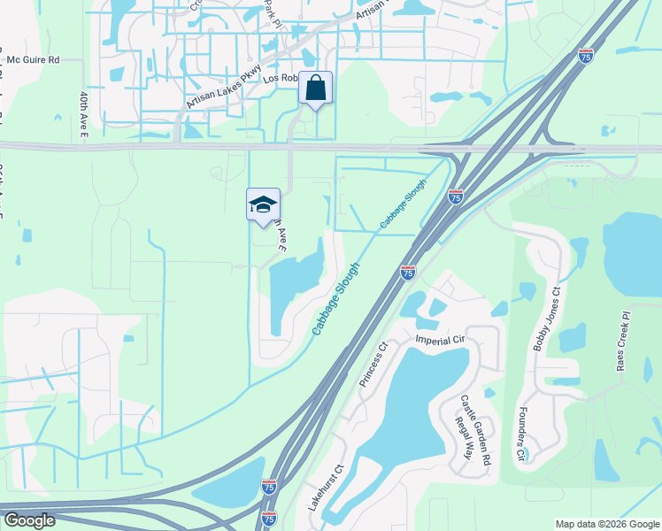 map of restaurants, bars, coffee shops, grocery stores, and more near 9118 52nd Avenue East in Palmetto