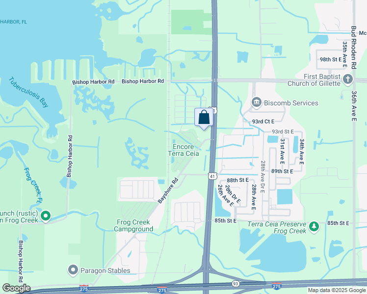 map of restaurants, bars, coffee shops, grocery stores, and more near 1-9 Primrose Lane in Palmetto