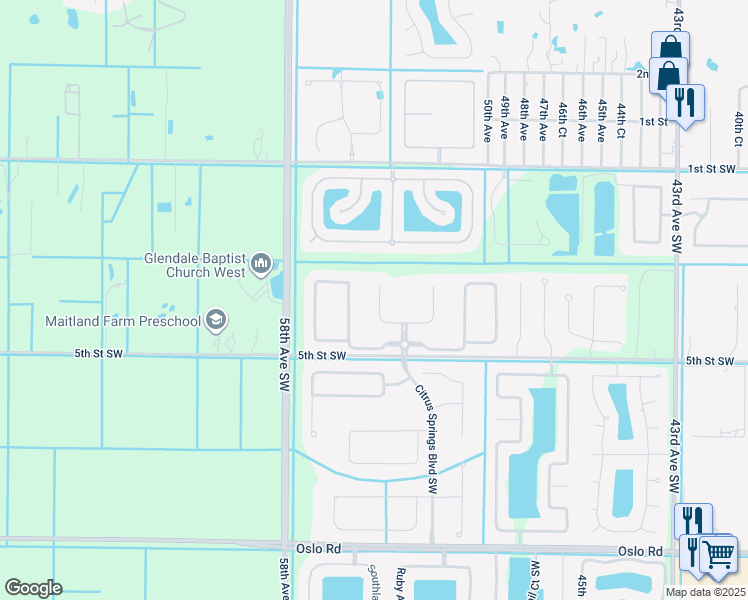 map of restaurants, bars, coffee shops, grocery stores, and more near 391 West Temple Court Southwest in Vero Beach