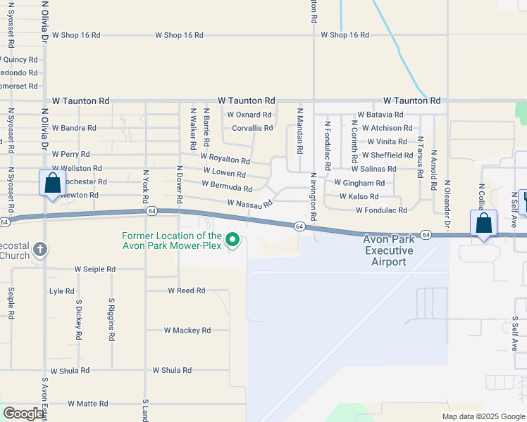 map of restaurants, bars, coffee shops, grocery stores, and more near 2057 West Nassau Road in Avon Park