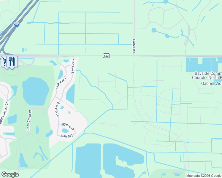 map of restaurants, bars, coffee shops, grocery stores, and more near 7205 Moccasin Wallow Road in Palmetto